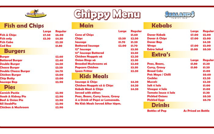Fish & Chip Shop Menu
